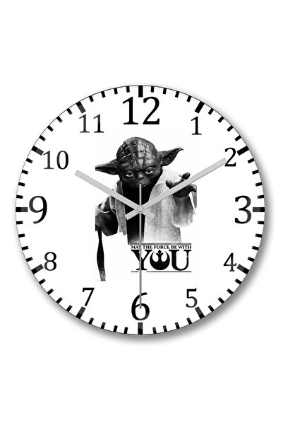 BASKI DÜNYASI قد تكون القوة معك ساعة حائط من الزجاج الحقيقي المنحني