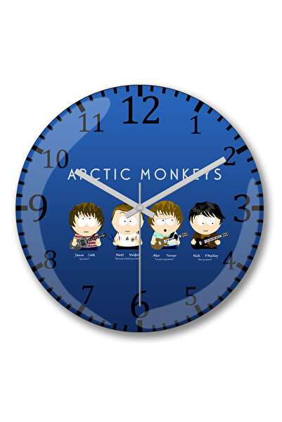 BASKI DÜNYASI ساعة حائط قرود القطب الشمالي من الزجاج الحقيقي المنحني