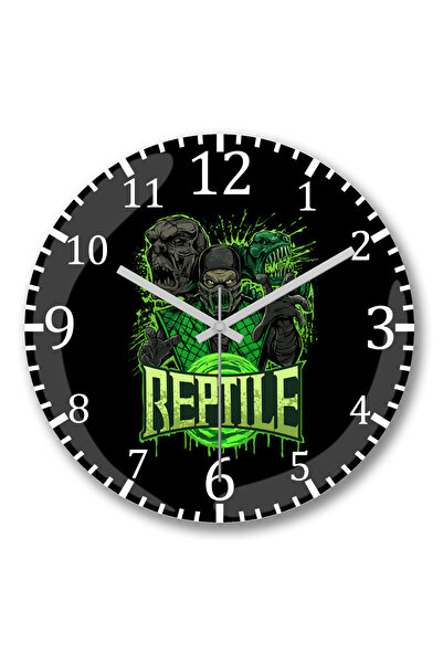 BASKI DÜNYASI ساعة حائط الزواحف من الزجاج الحقيقي المنحني