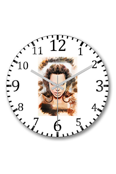 BASKI DÜNYASI ساعة حائط أنجلينا جولي من الزجاج الحقيقي المنحني