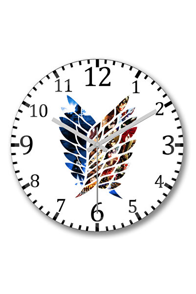 BASKI DÜNYASI ساعة حائط من الزجاج الحقيقي المنحني من Attack On Titan Survey Corps