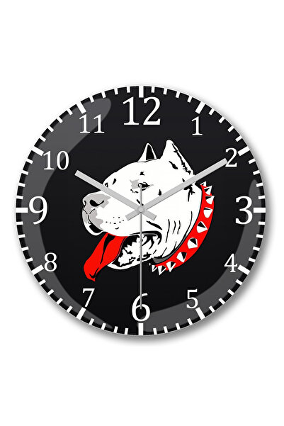 BASKI DÜNYASI Ceas de perete Pitbull Dog Pug din sticlă de veritabilă calitate