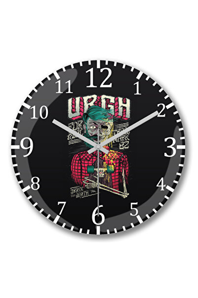 BASKI DÜNYASI ساعة حائط تزلج جذرية من الزجاج الحقيقي المنحني