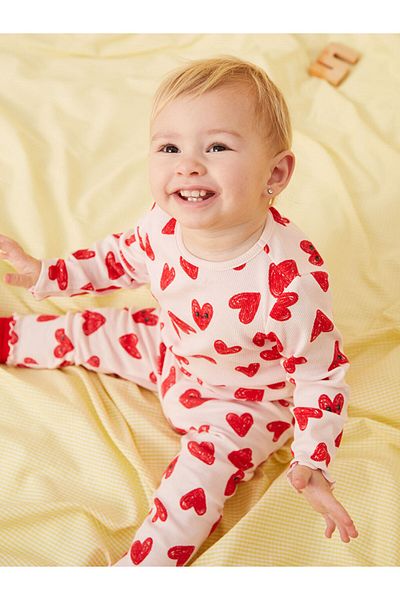 LC Waikiki Σετ πιτζάμες για κοριτσάκι με στάμπα LCW baby Pink Heart
