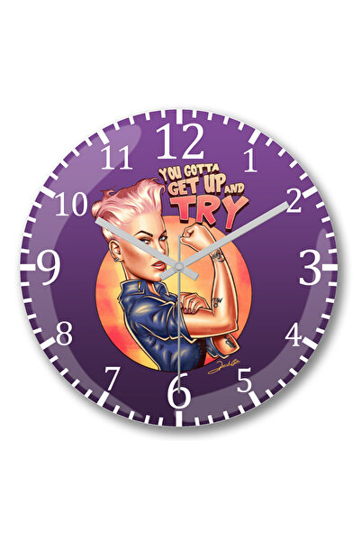 BASKI DÜNYASI Ceas de perete Pink Try din sticlă autentică bombată