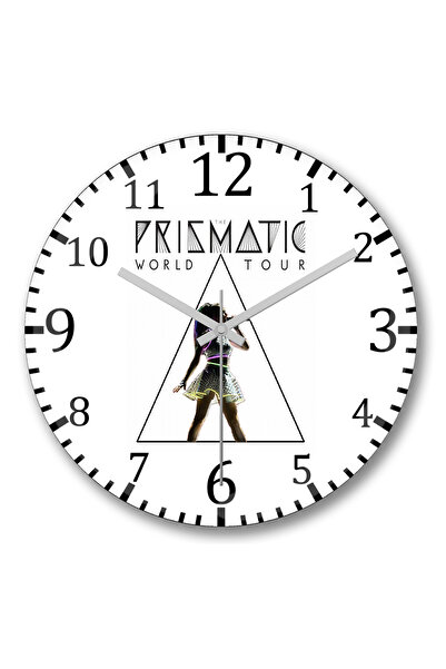 BASKI DÜNYASI ساعة حائط كاتي بيري بريزماتيك وورلد تور من الزجاج الحقيقي المنحني