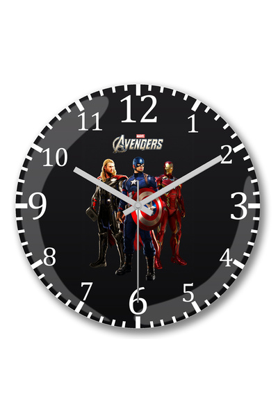 BASKI DÜNYASI ساعة حائط Avengers Os Vingadores من الزجاج الحقيقي المنحني