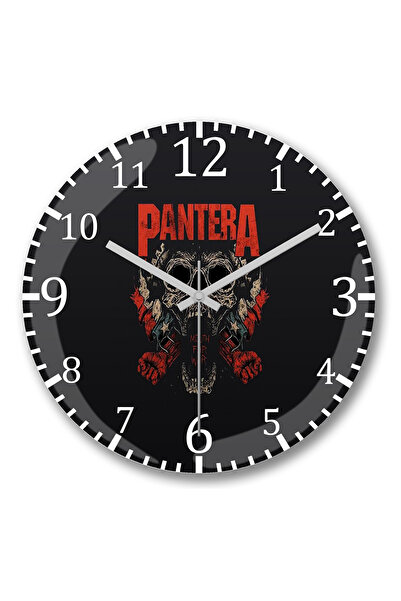 BASKI DÜNYASI باندا بانتيرا ساعة حائط من الزجاج الحقيقي المنحني