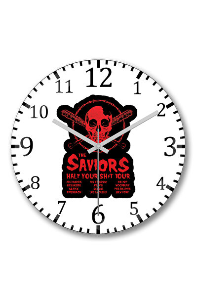BASKI DÜNYASI ساعة حائط The Saviors Half Your Shit Tour من الزجاج الحقيقي المنحني