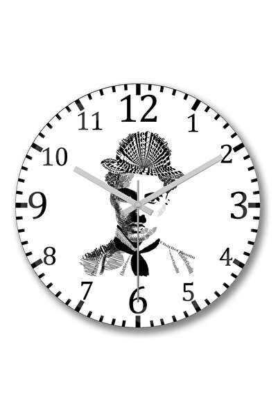 BASKI DÜNYASI ساعة حائط تشارلي شابلن 02 من الزجاج الحقيقي المنحني