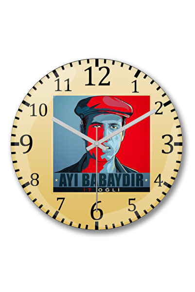 BASKI DÜNYASI Kemal Sunal İt Oğlu İt ساعة حائط من الزجاج الحقيقي المنحني