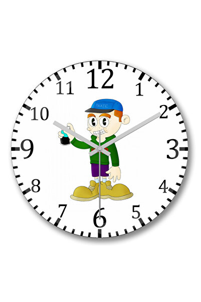 BASKI DÜNYASI ساعة حائط جرافيتي من الزجاج الحقيقي المنحني