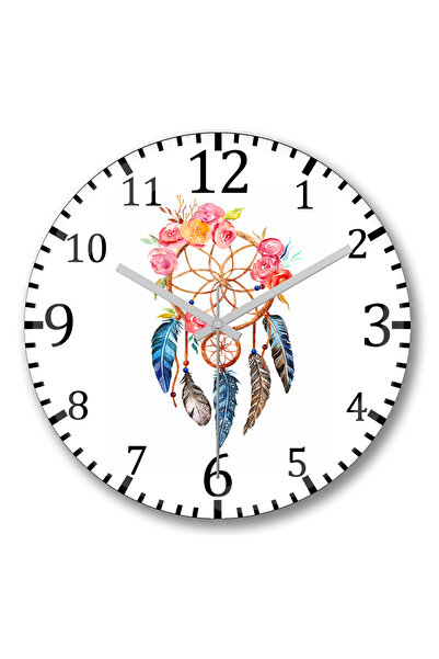 BASKI DÜNYASI ساعة حائط دريم كاتشر من الزجاج الحقيقي المنحني