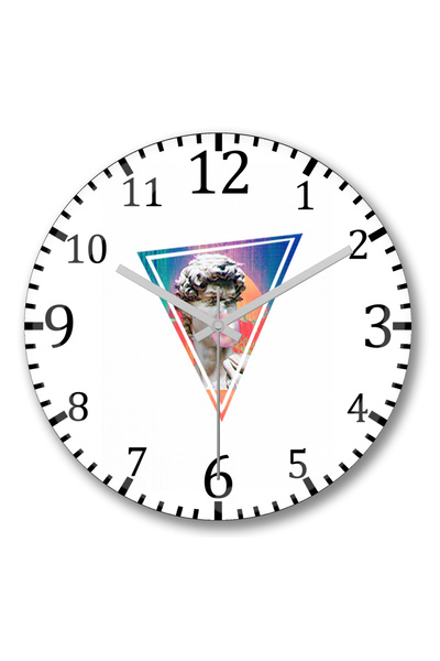 BASKI DÜNYASI ساعة حائط Vaporwave من الزجاج الحقيقي المنحني