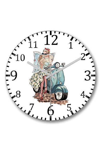 BASKI DÜNYASI ساعة حائط فيسبا للسفر من الزجاج الحقيقي المنحني