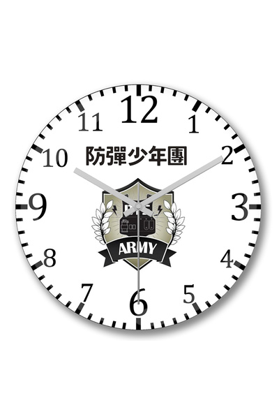 BASKI DÜNYASI ساعة حائط Bangtang Boys Bts من الزجاج الحقيقي المنحني