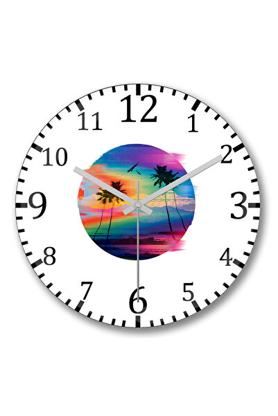 BASKI DÜNYASI Ceas de perete Summer Glitch din sticlă autentică bombată