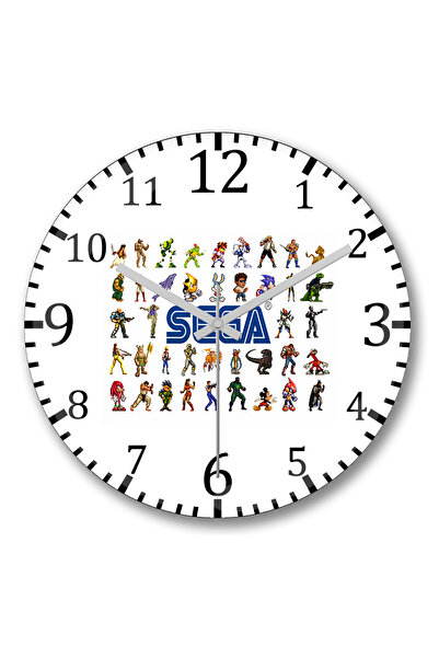 BASKI DÜNYASI ساعة حائط سيجا ميجا درايفر من الزجاج الحقيقي المنحني