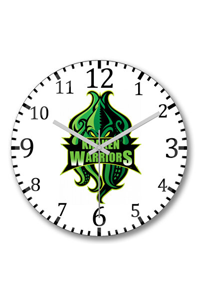 BASKI DÜNYASI ساعة حائط كراكن ووريورز من الزجاج الحقيقي المنحني