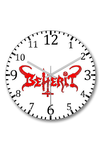 BASKI DÜNYASI ساعة حائط Behexen Impaled Nazarene Horna من الزجاج الحقيقي المنحني