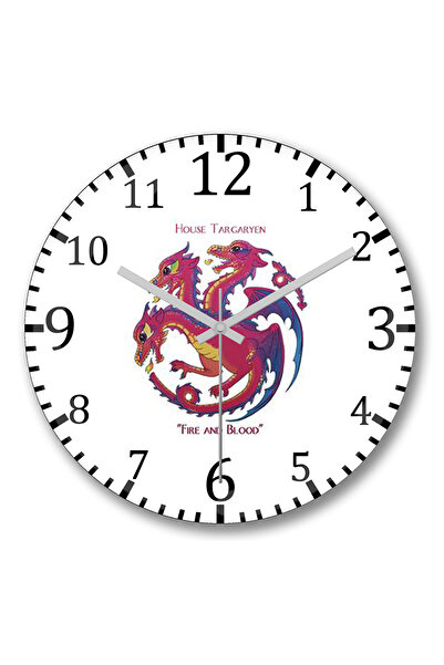 BASKI DÜNYASI Ceas de perete Targaryen din sticlă autentică bombată