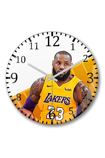 BASKI DÜNYASI ساعة حائط ليبرون جيمس من الزجاج الحقيقي المنحني