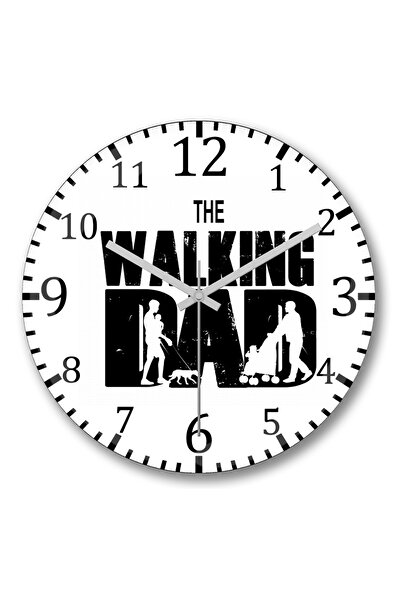 BASKI DÜNYASI O Caminhar do Pai ساعة الحائط ذات الأب المشي من الزجاج الحقيقي المنحني