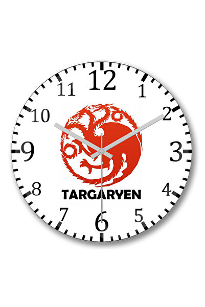 BASKI DÜNYASI ساعة حائط Targaryen من الزجاج الحقيقي المنحني