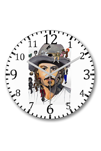 BASKI DÜNYASI Ceas de perete Johnny Depp no Back din sticlă autentică bombată