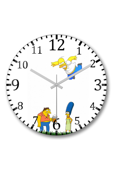 BASKI DÜNYASI ساعة حائط سيمبسون من الزجاج الحقيقي المنحني