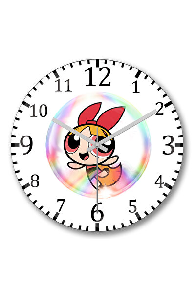 BASKI DÜNYASI Ceas de perete Bubbles Powerpuff Girls din sticlă autentică bombată