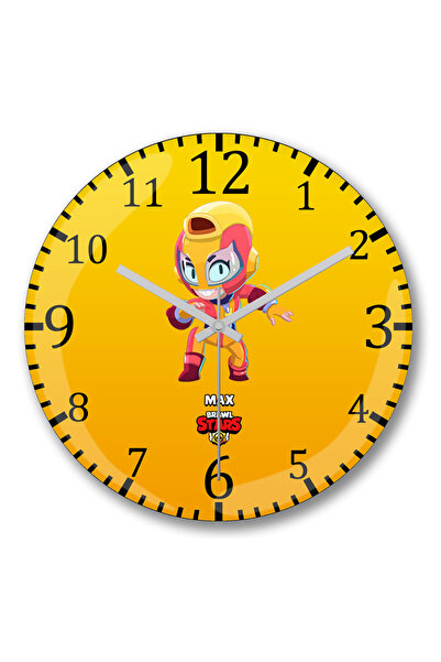 BASKI DÜNYASI ساعة حائط براول ستارز ماكس من الزجاج الحقيقي المنحني