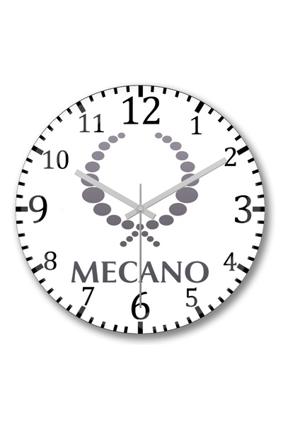 BASKI DÜNYASI Ceas de perete cu logo Mecano din sticlă autentică bombată