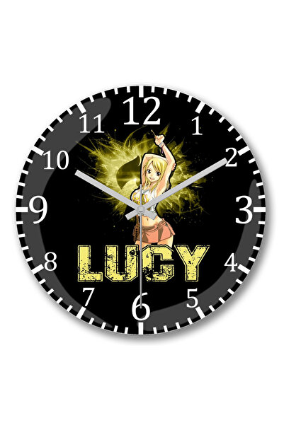 BASKI DÜNYASI ساعة حائط ذات رمز لوسي هارتفيليا جايلد من فيري تيل، زجاج حقيقي منحني