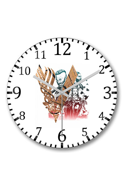 BASKI DÜNYASI Ceas de perete din seria Vikings din sticlă autentică bombată