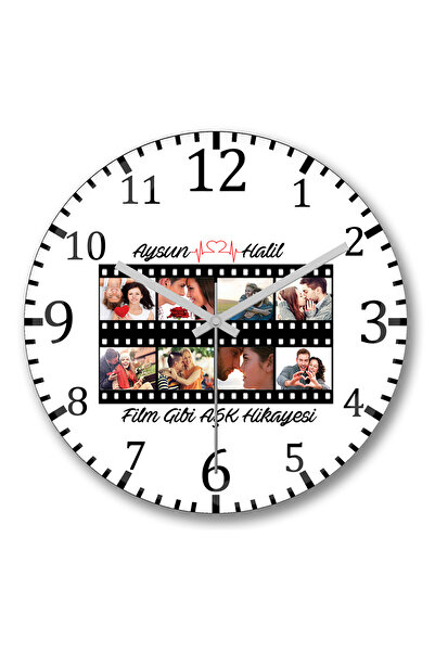 BASKI DÜNYASI Ceas de perete Filö Şeridi Love din sticlă autentică bombată