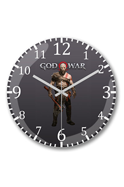 BASKI DÜNYASI ساعة حائط إله الحرب كراتوس من الزجاج الحقيقي المنحني