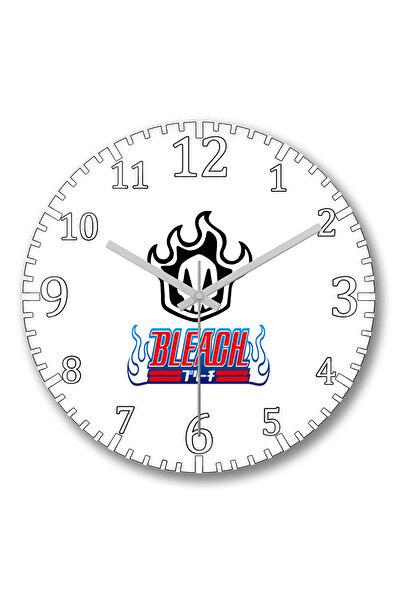 BASKI DÜNYASI ساعة حائط زرقاء بشعار بليتش من الزجاج الحقيقي المنحني
