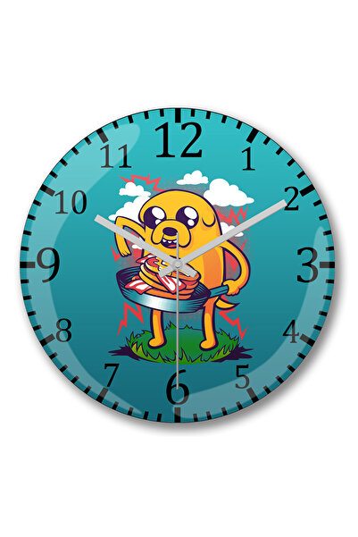 BASKI DÜNYASI ساعة حائط فطائر لحم الخنزير المقدد من الزجاج الحقيقي المنحني