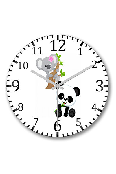 BASKI DÜNYASI ساعة حائط بيبي كوالا إي بيبي باندا من الزجاج الحقيقي المنحني