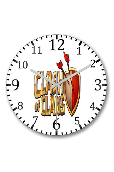 BASKI DÜNYASI ساعة حائط Clash Of Clans من الزجاج الحقيقي المنحني