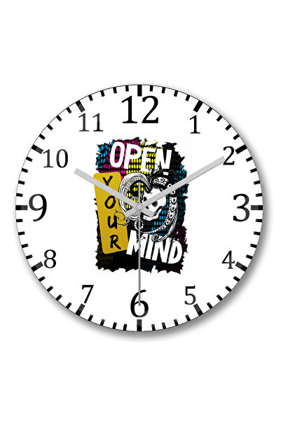 BASKI DÜNYASI Ceas de perete Open Your Mind din sticlă autentică bombată
