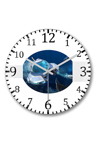 BASKI DÜNYASI ساعة حائط سيماوث سوبناوتيكا من الزجاج الحقيقي المنحني