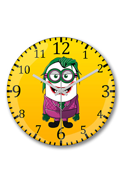 BASKI DÜNYASI Ceas de perete Joker Minion din sticlă autentică bombată