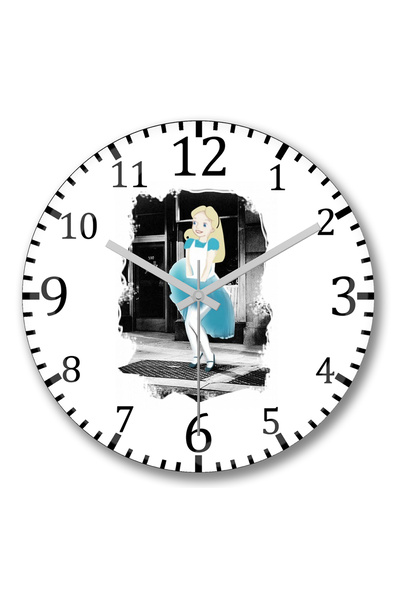 BASKI DÜNYASI ساعة حائط أليس إن ذا إير من الزجاج الحقيقي المنحني