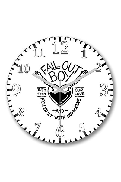 BASKI DÜNYASI ساعة حائط Fall Out Boy من الزجاج الحقيقي المنحني