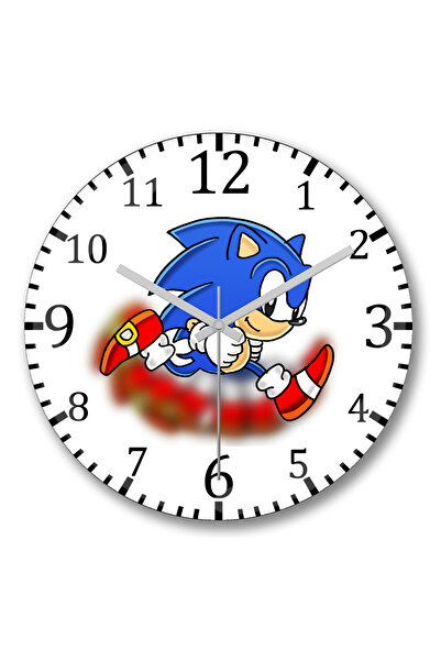 BASKI DÜNYASI Sonic Film Duvar Saati Bombeli Gercek Cam