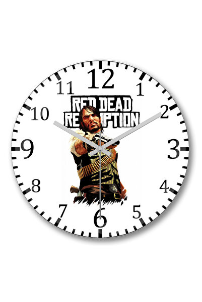 BASKI DÜNYASI Ceas de perete Red Dead Redemption Sticlă reală curbată