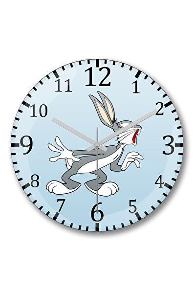 BASKI DÜNYASI Ceas de perete Looney Tunes Bugs Bunny din sticlă autentică bom...