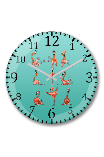 BASKI DÜNYASI ساعة حائط فلامنغو يوغا فلامنغو يوغا زجاج حقيقي منحني